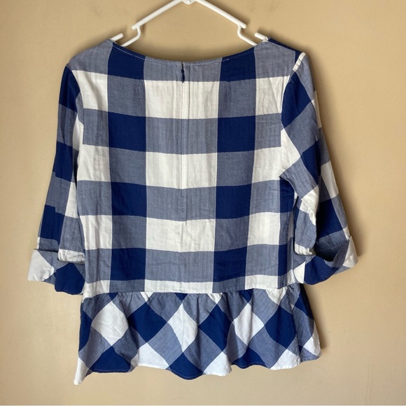 Southern Tide Women’s Jillian Navy Check Peplum Top - Picture 5 of 6